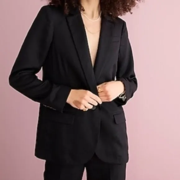 J. Crew Alfie Black Oversized Women's Summer Weight Blazer 100% Lyocell, Size 4P