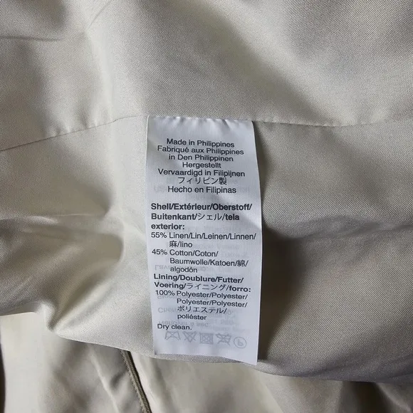 J Crew Linen Holland Blazer Ivory 8 AL221 Lined Notch Collar Office Work Classic
