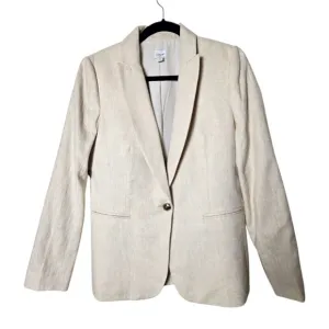 J Crew Linen Holland Blazer Ivory 8 AL221 Lined Notch Collar Office Work Classic