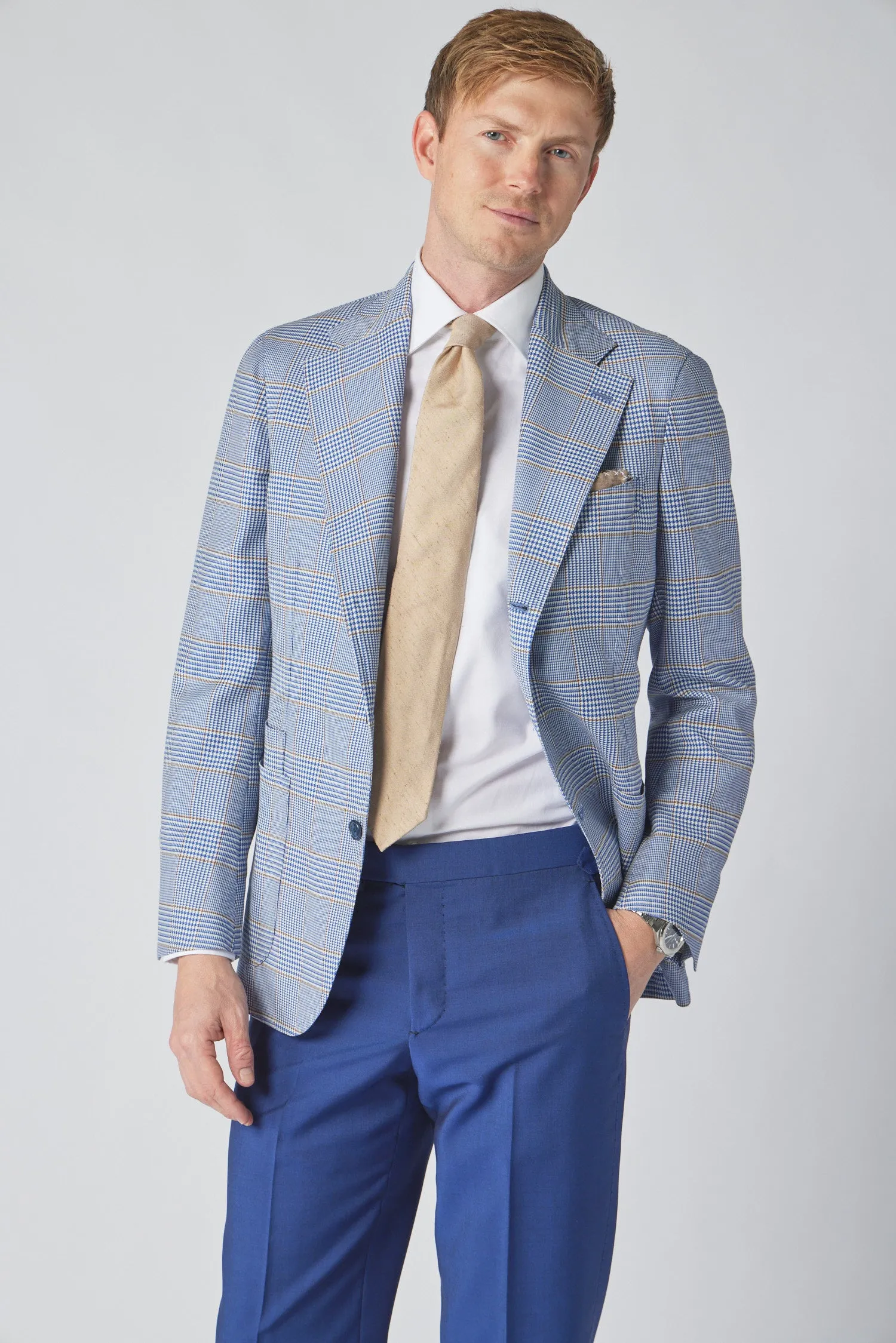 James Jacket in Navy Blue Glen Plaid