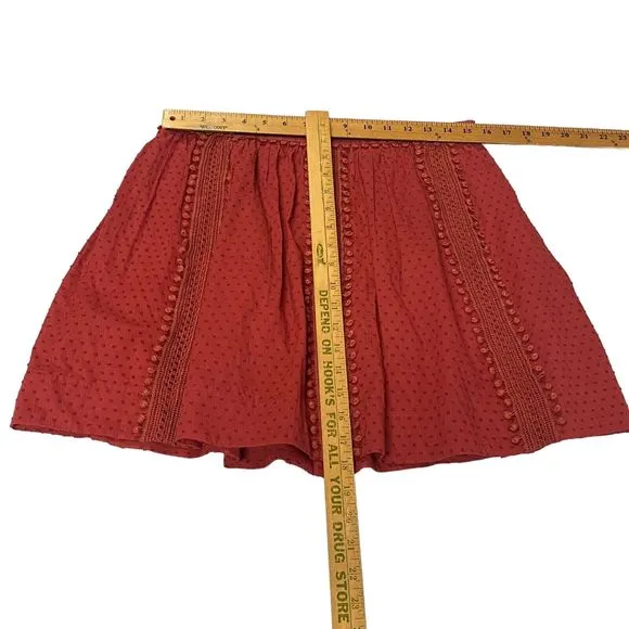 J.Crew Swiss Dot Pom Pom Mini Skirt Womens Size 6 Red Style A6263 Lined