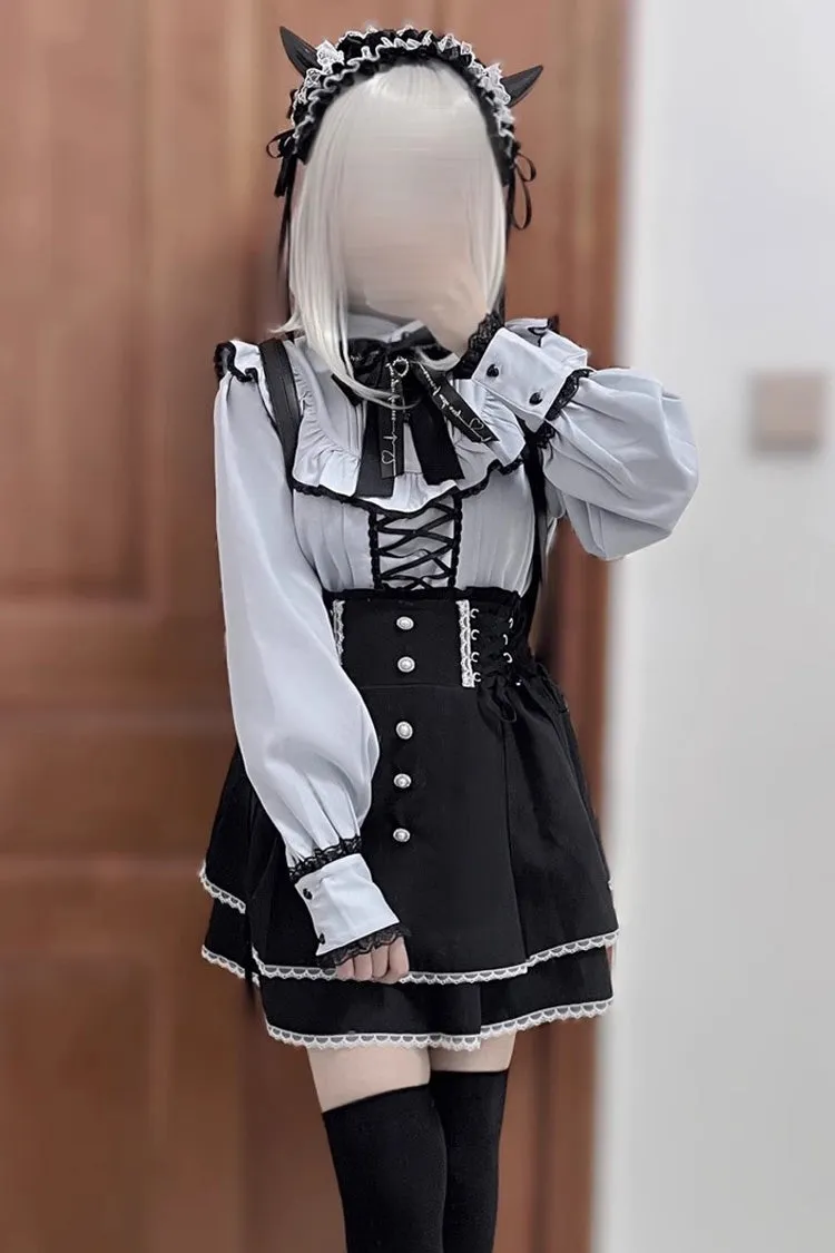 Jirai Kei High Waisted Bowknot Lace Lace-Up Sweet Lolita Skirt 2 Colors