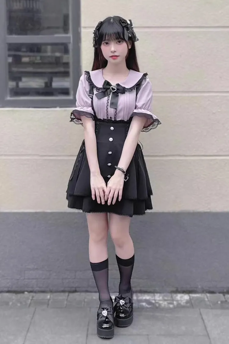 Jirai Kei High Waisted Bowknot Lace Lace-Up Sweet Lolita Skirt 2 Colors