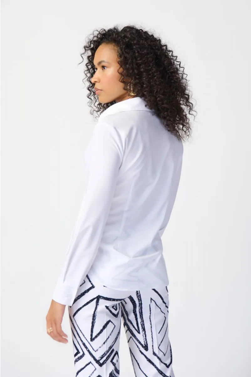 Joseph Ribkoff Pleated Wrap Front Long Sleeve Blouse 241181