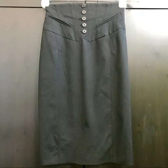 Karen Millen England High Waisted Black Pencil Skirt