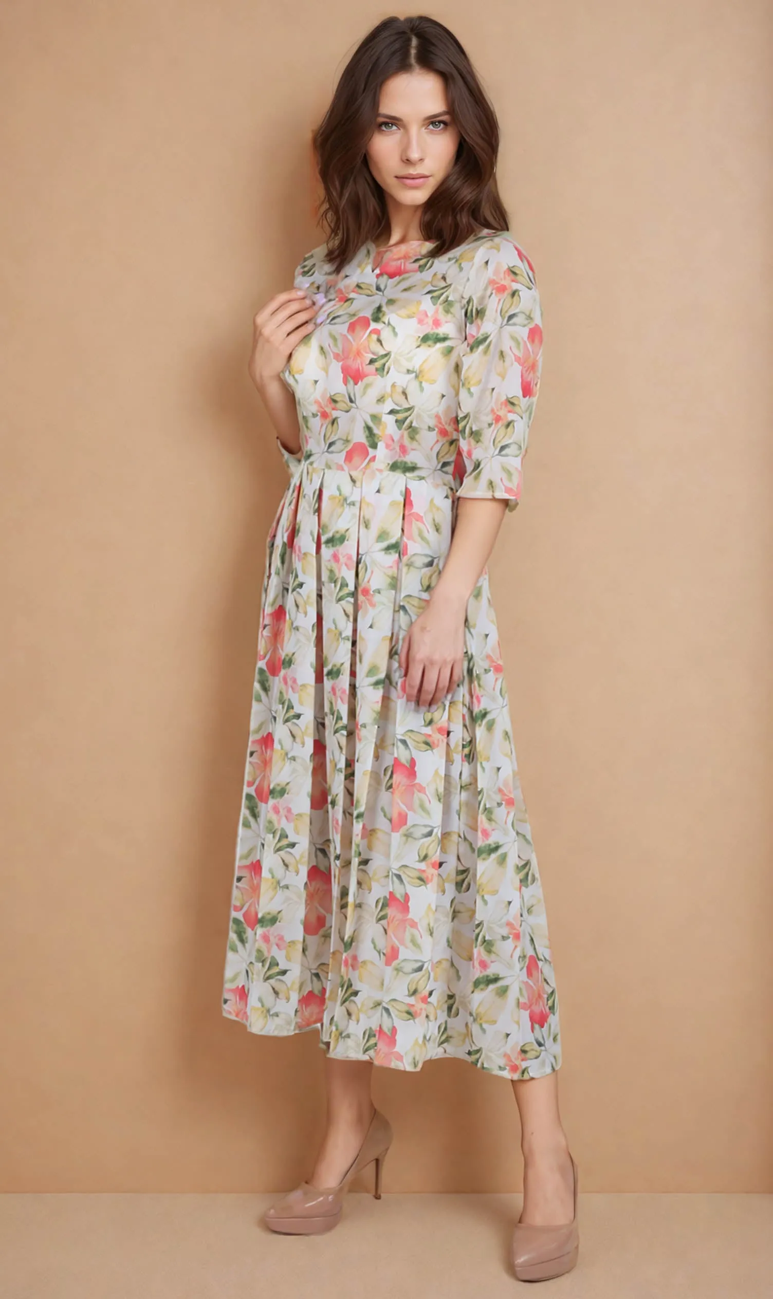 Kenna Round Neck Print Dress