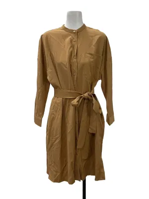 Khaki Round Neck Long Sleeve Dress