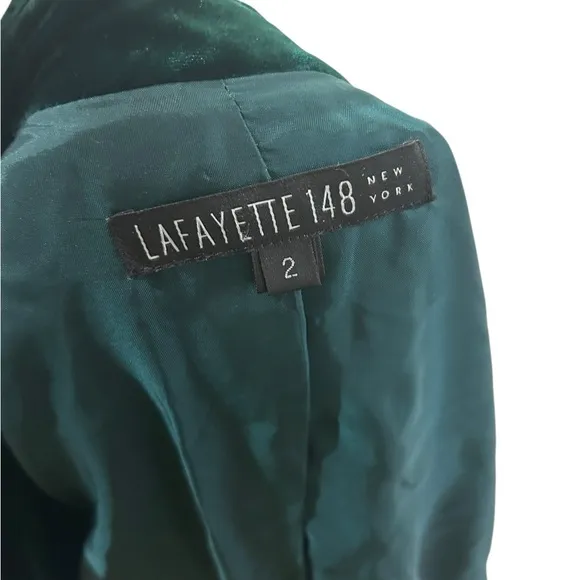 Lafayette 148 Elegant Velvet Green Blazer jacket size Small