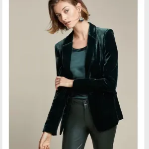 Lafayette 148 Elegant Velvet Green Blazer jacket size Small
