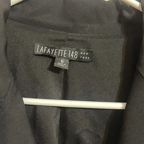 Lafayette 148 New York Black Wool Blend Blazer Size 16