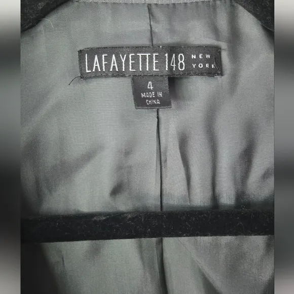 Lafayette 148 New York Gray Women's 3 Button Wool Blend Blazer Size 4