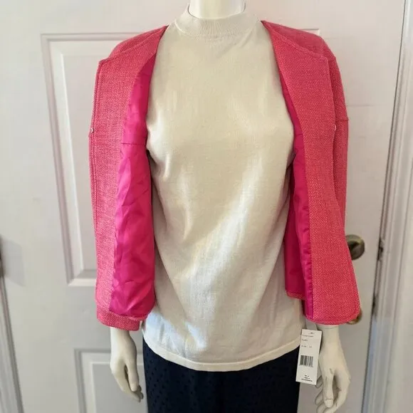 Lafayette 148 Woman's Plus-Size Pink Tweed Short Jacket Blazer Sz 14
