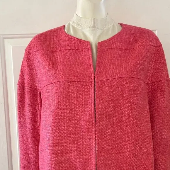 Lafayette 148 Woman's Plus-Size Pink Tweed Short Jacket Blazer Sz 14