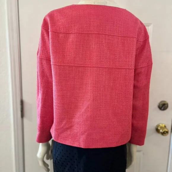 Lafayette 148 Woman's Plus-Size Pink Tweed Short Jacket Blazer Sz 14