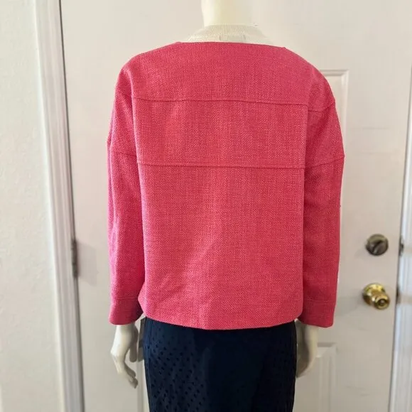 Lafayette 148 Woman's Plus-Size Pink Tweed Short Jacket Blazer Sz 14