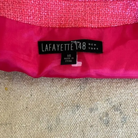 Lafayette 148 Woman's Plus-Size Pink Tweed Short Jacket Blazer Sz 14