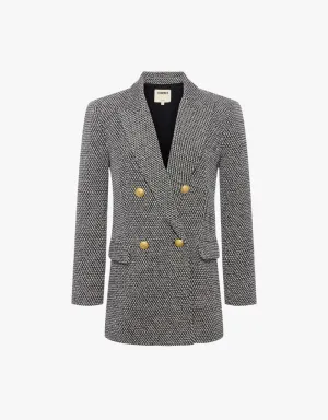 L'agence Riva Oversized Knit Blazer in Black, Ivory & Gold