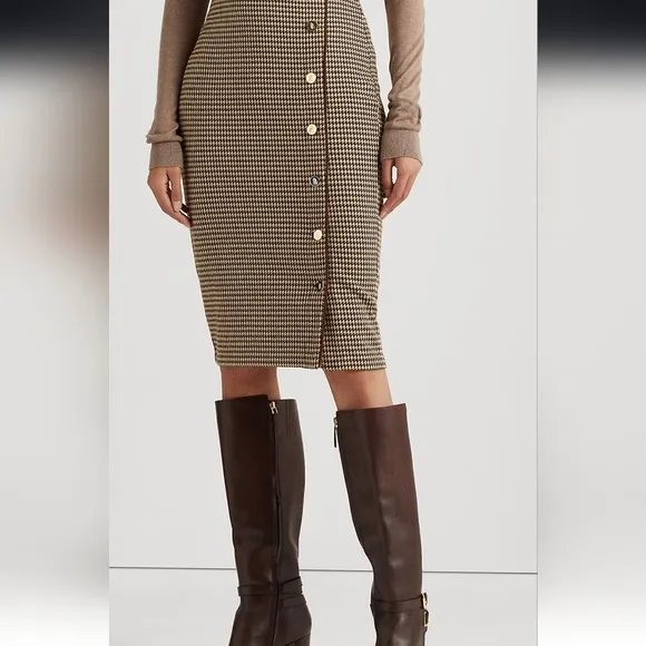 Lauren Ralph Lauren Houndstooth Knit Jacquard Skirt size Large
