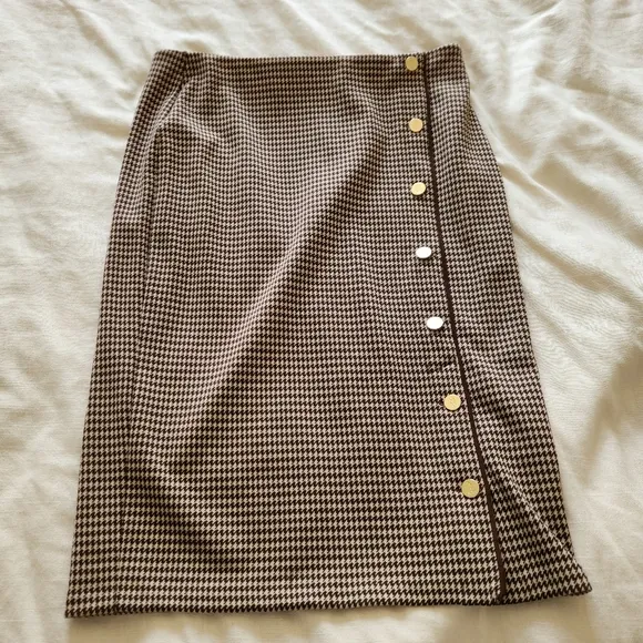 Lauren Ralph Lauren Houndstooth Knit Jacquard Skirt size Large