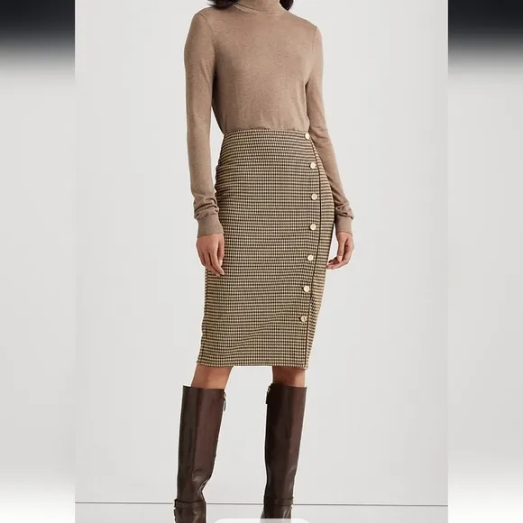 Lauren Ralph Lauren Houndstooth Knit Jacquard Skirt size Large