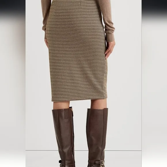 Lauren Ralph Lauren Houndstooth Knit Jacquard Skirt size Large