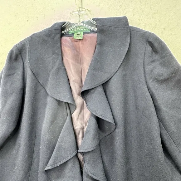 LAUREN RALPH LAUREN Women Jacket Blazer BLUE Size 10 Worsted Wool Made In USA