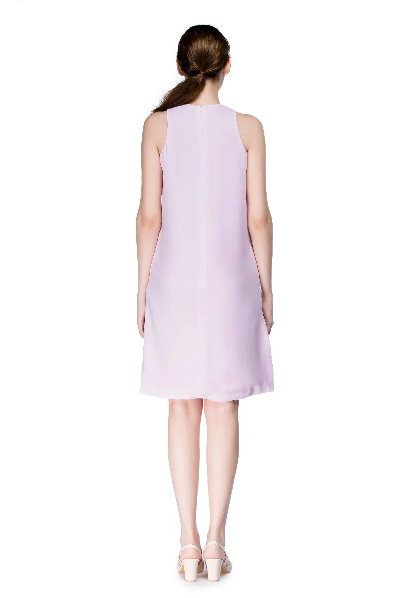 Lavender Sunset Round Neck Sleeveless Midi Dress