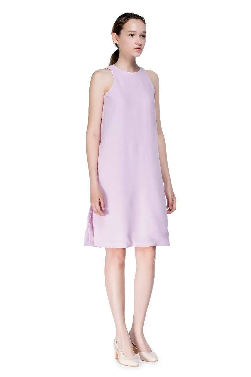 Lavender Sunset Round Neck Sleeveless Midi Dress