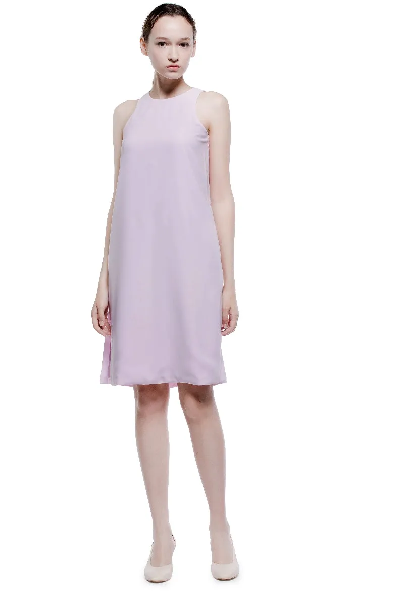 Lavender Sunset Round Neck Sleeveless Midi Dress