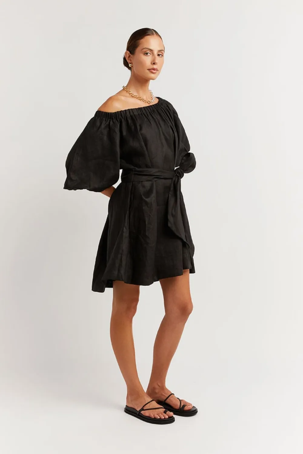 Lazy Black Elasticated Dress