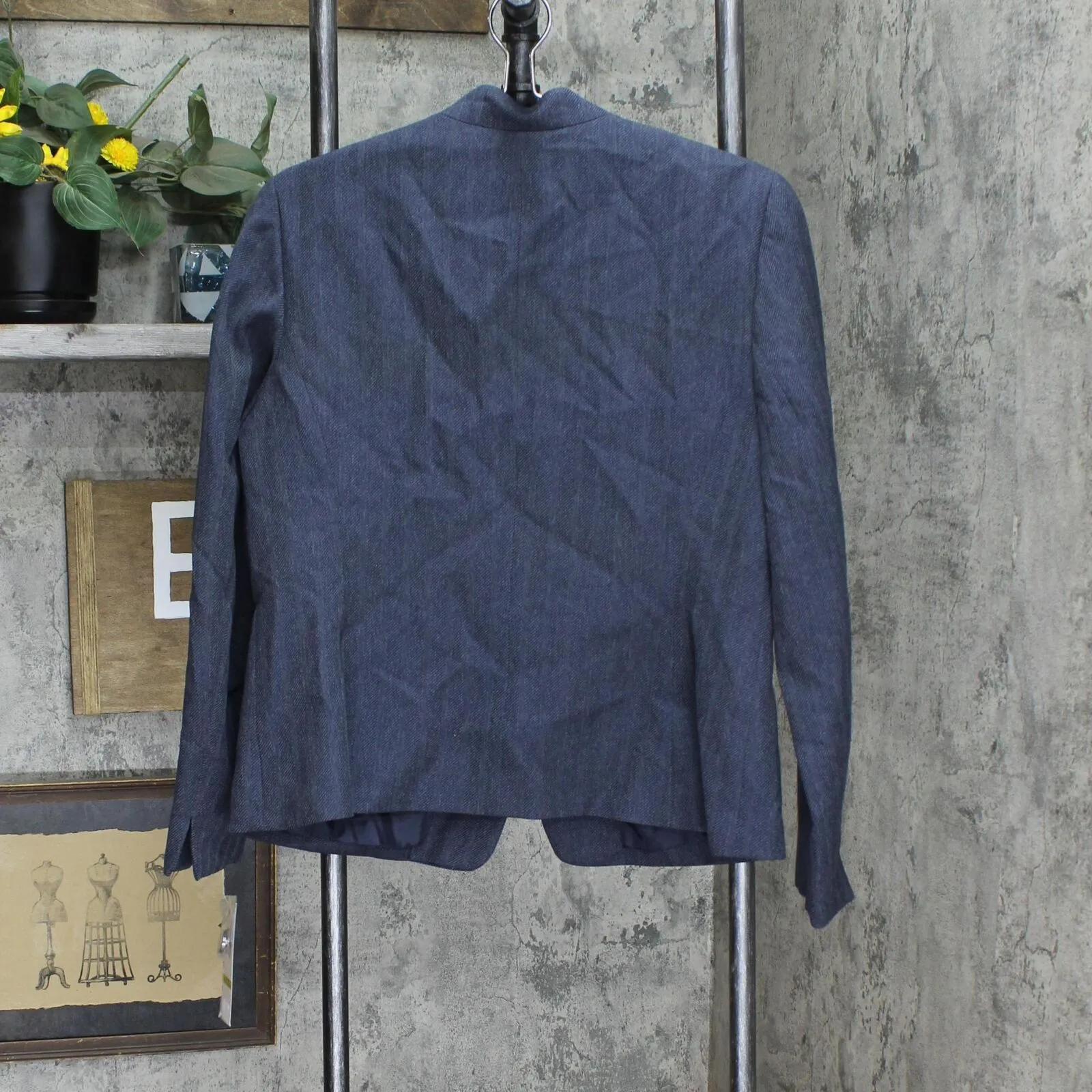 Le Suit Womens Stand-Collar Single-Button Suit Jacket 50040459 Denim Blue 14