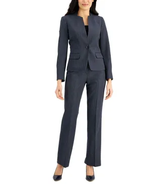 Le Suit Womens Stand-Collar Single-Button Suit Jacket 50040459 Denim Blue 14