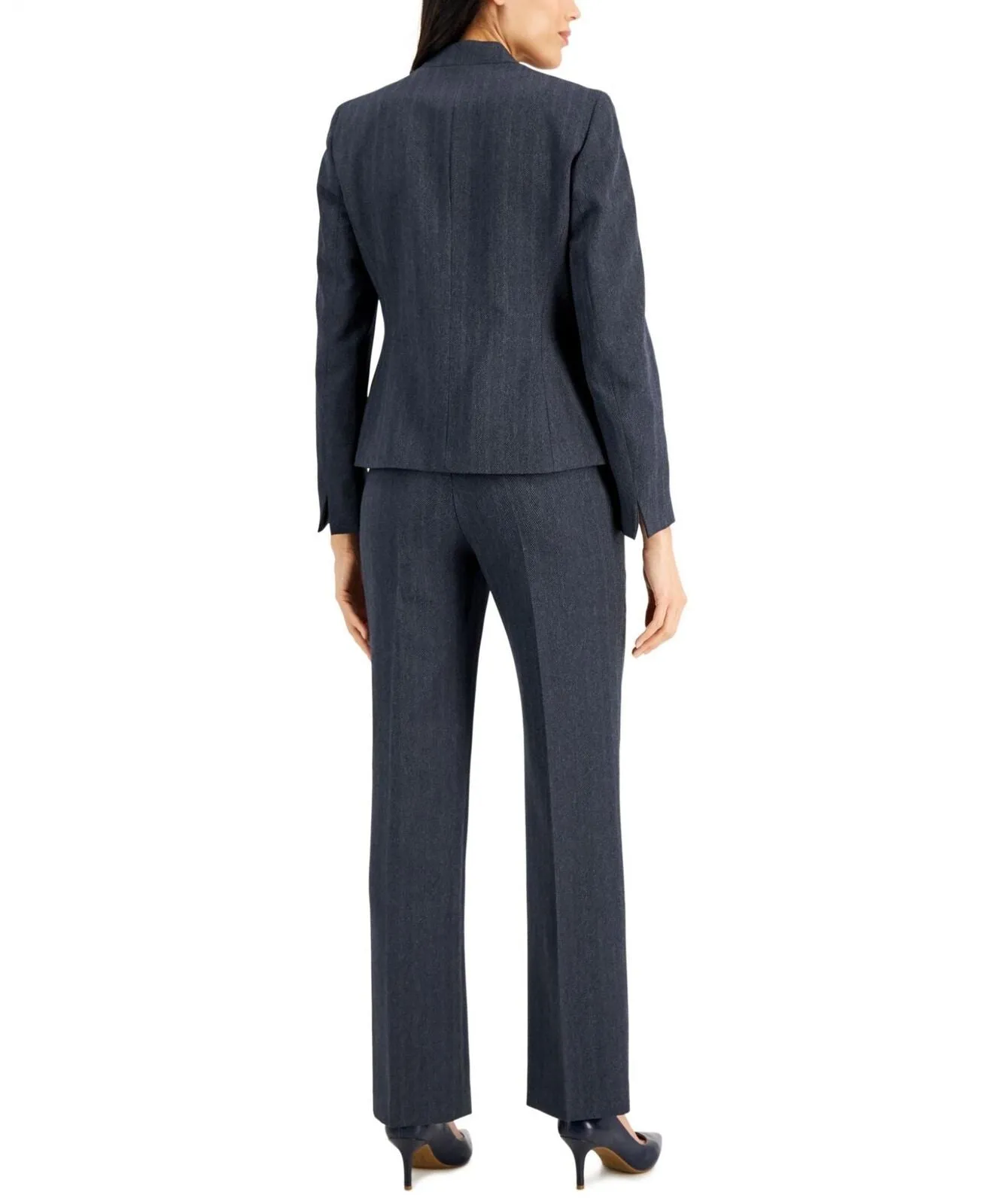Le Suit Womens Stand-Collar Single-Button Suit Jacket 50040459 Denim Blue 14