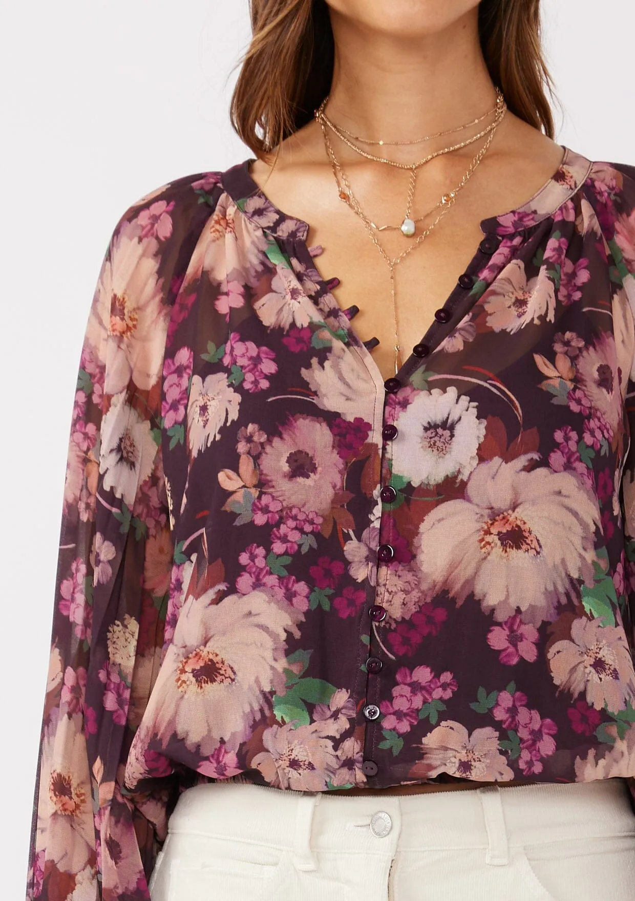 Lenni Floral Pleated Blouse