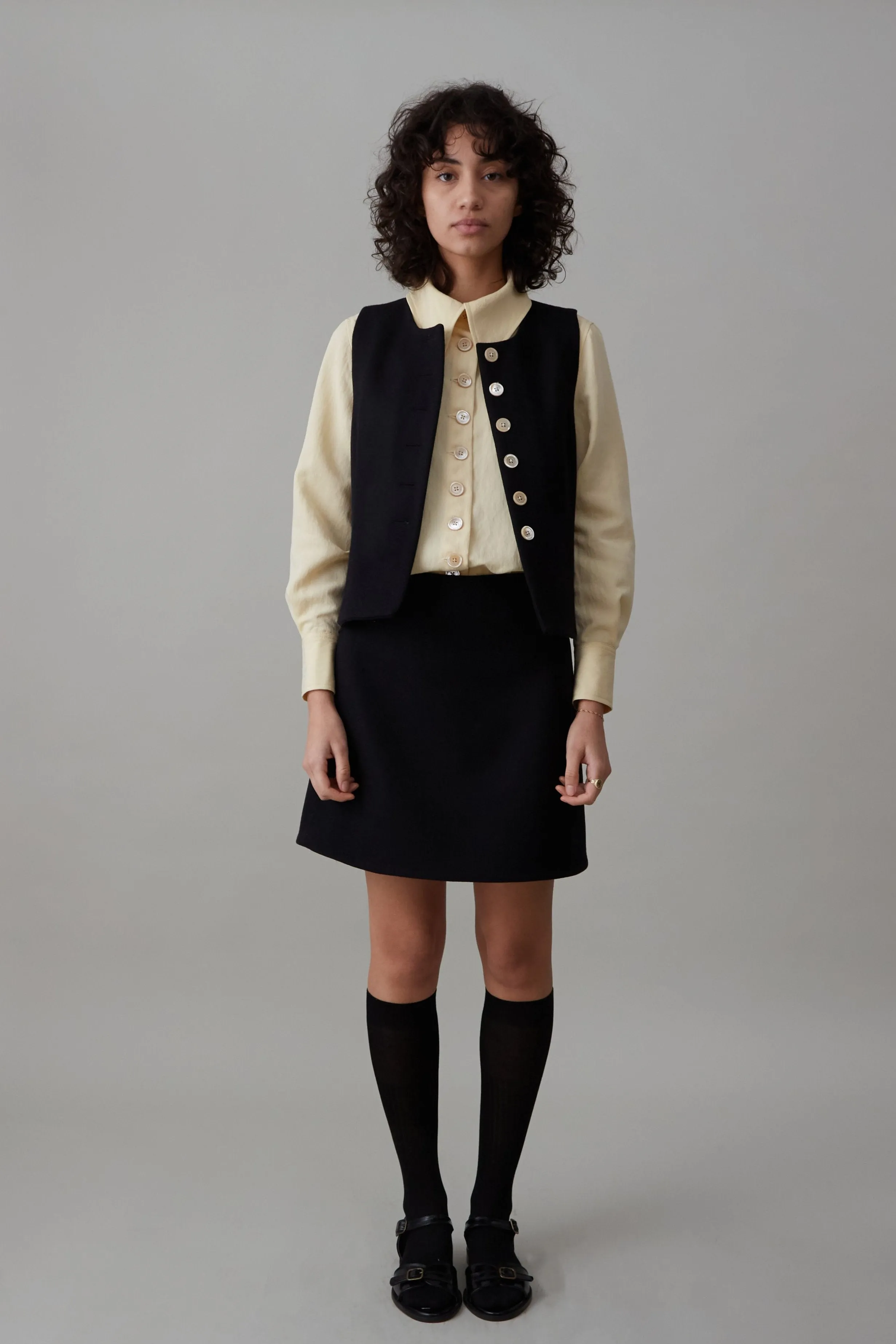LIBBY SKIRT | BLACK MELTON WOOL