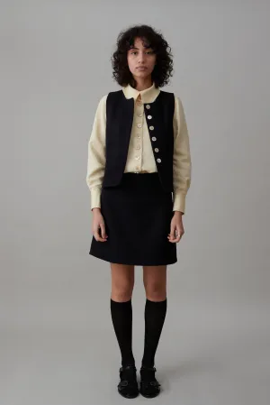 LIBBY SKIRT | BLACK MELTON WOOL