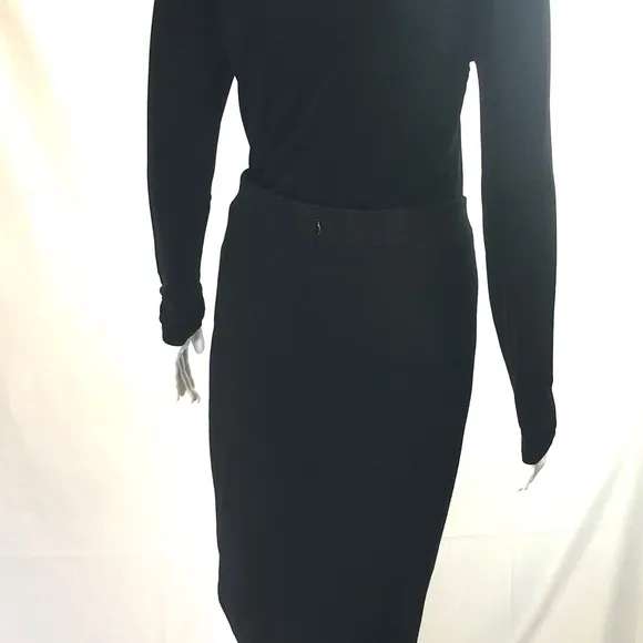 Lida Baday Designer Luxury Classic Black Skirt Straight Sz 14 Fitted Stretch