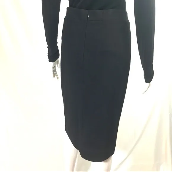 Lida Baday Designer Luxury Classic Black Skirt Straight Sz 14 Fitted Stretch