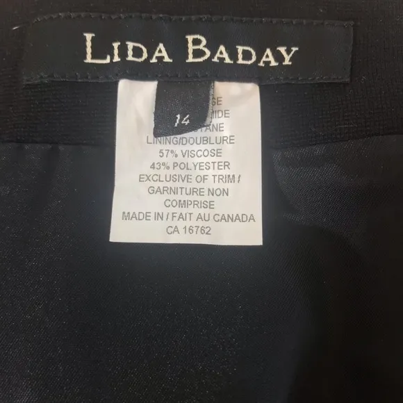 Lida Baday Designer Luxury Classic Black Skirt Straight Sz 14 Fitted Stretch
