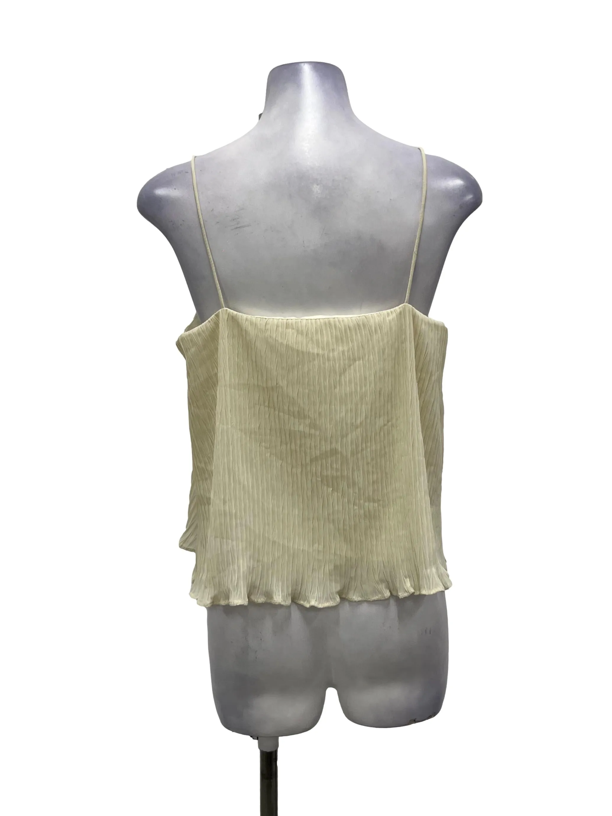 Light Yellow Layer Pleated Sleeveless Blouse