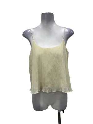 Light Yellow Layer Pleated Sleeveless Blouse