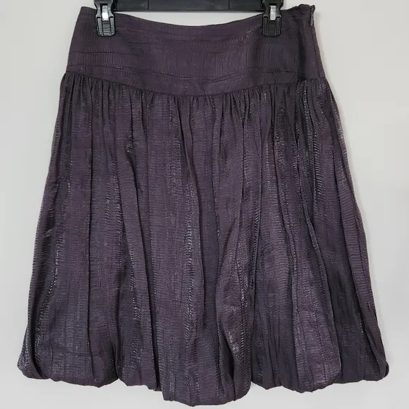 Lillie Rubin High Waist Bubble Hem Crepe Crinkle Cocktail Party Skirt Gray Sz 6