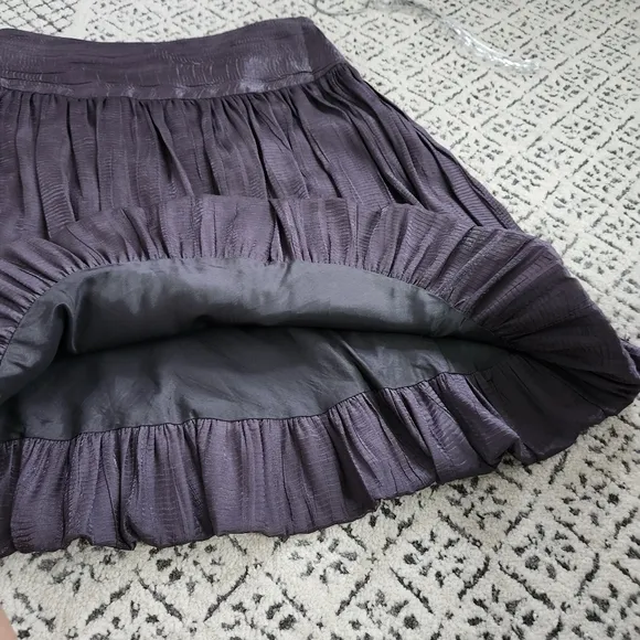 Lillie Rubin High Waist Bubble Hem Crepe Crinkle Cocktail Party Skirt Gray Sz 6