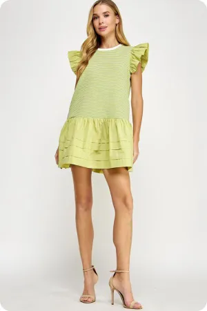 Lime ruffle babydoll dress (Preorder)