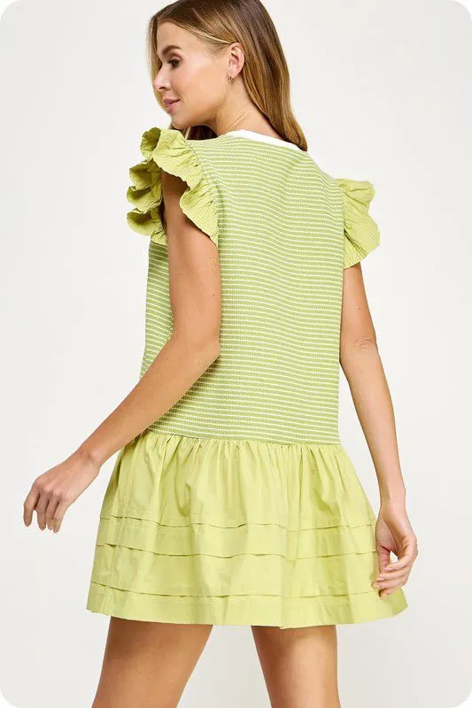 Lime ruffle babydoll dress (Preorder)