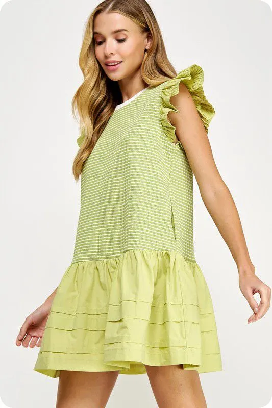 Lime ruffle babydoll dress (Preorder)