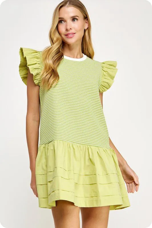 Lime ruffle babydoll dress (Preorder)