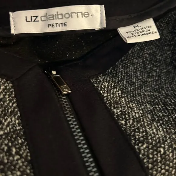 LIZ CLAIBORNE blazer top jacket with zipper and pockets size PL petite women’s