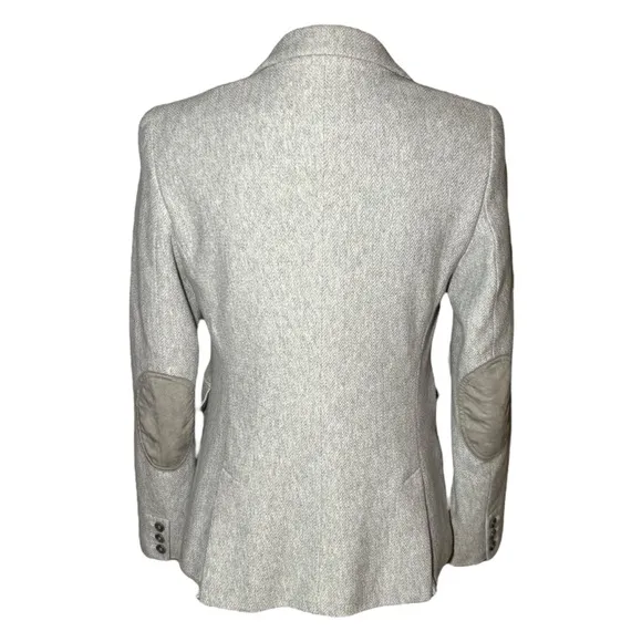 Loft Women's Size 4 Herringbone Knit Blazer Jacket Single Breasted Elbow Patches