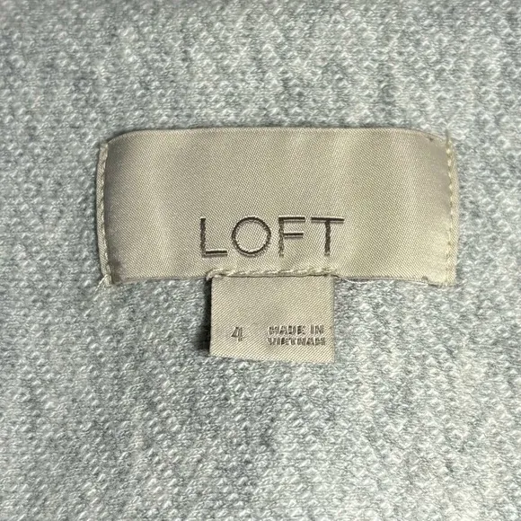 Loft Women's Size 4 Herringbone Knit Blazer Jacket Single Breasted Elbow Patches